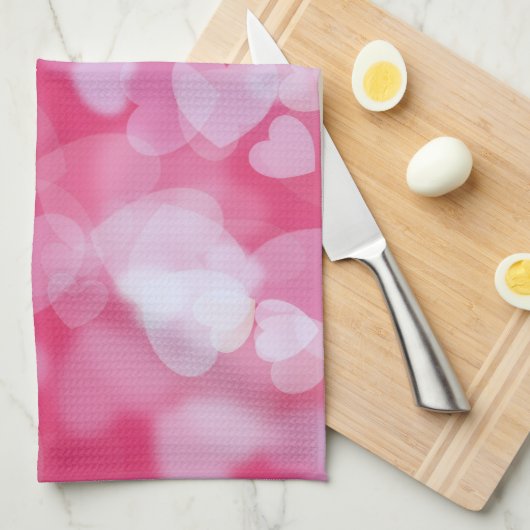 Soft Pink Bokeh Hearts  Geschirrtuch (Viertel Falte)