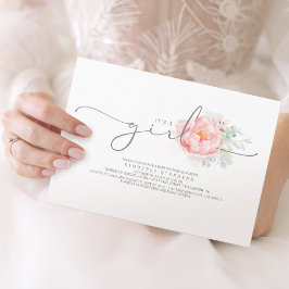 Soft Pink Botanical Floral Calligraphy Babydusche Einladung