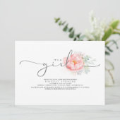 Soft Pink Botanical Floral Calligraphy Babydusche Einladung (Stehend Vorderseite)