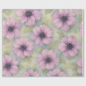 Soft Pink Botanical Floral Wrapping Paper Geschenkpapier (Flach)
