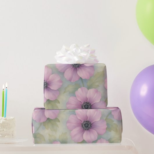 Soft Pink Botanical Floral Wrapping Paper Geschenkpapier (Partygeschenke)