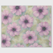 Soft Pink Botanical Floral Wrapping Paper Geschenkpapier (Flach)