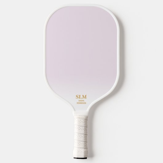 Soft Pink Botanical Leaf Pattern Custom Monogram Pickleball Schläger (Rückseite)