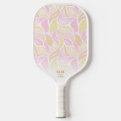 Soft Pink Botanical Leaf Pattern Custom Monogram Pickleball Schläger (Vorderseite)