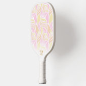 Soft Pink Botanical Leaf Pattern Custom Monogram Pickleball Schläger (Links)
