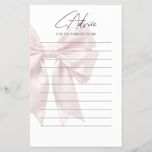 Soft Pink Bow Baby Showcard Flyer (Vorne)
