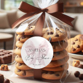 Soft Pink Bow Elegant Runder Aufkleber