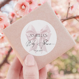 Soft Pink Bow Elegant Runder Aufkleber