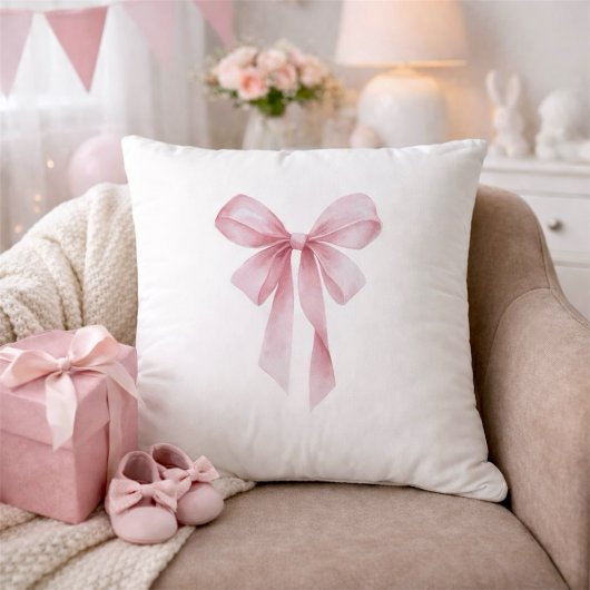 Soft Pink Bow Girl Baby Shower Kissen