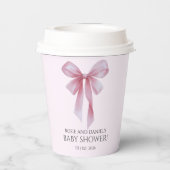 Soft Pink Bow Girl Baby Shower Pappbecher (Rückseite)
