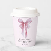 Soft Pink Bow Girl Baby Shower Pappbecher (Vorderseite)