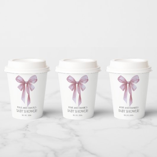 Soft Pink Bow Girl Baby Shower Pappbecher (Multi)
