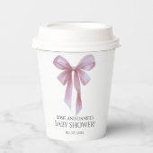 Soft Pink Bow Girl Baby Shower Pappbecher (Vorderseite)