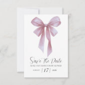Soft Pink Bow Girl Baby Shower Save The Date (Vorderseite)