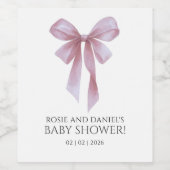 Soft Pink Bow Girl Baby Shower Wine Label Weinetikett (Einzelnes Label)