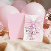 Soft Pink Bow Script Baby Shower Invite Einladung