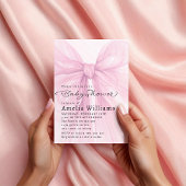 Soft Pink Bow Script Baby Shower Invite Einladung