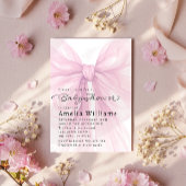 Soft Pink Bow Script Baby Shower Invite Einladung
