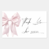Soft Pink Bow Vielen Dank rechteckig Rechteckiger Aufkleber (Vorderseite)