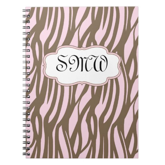 Soft Pink + Brown Monogram Frame Journal Notebook Notizblock (Vorderseite)