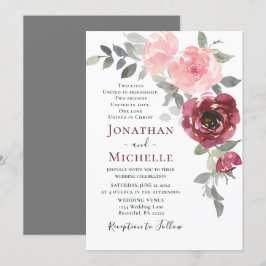 Soft Pink Burgundy Christliche Hochzeit Einladung