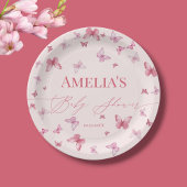 Soft Pink Butterfly Babydusche Pappteller