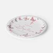 Soft Pink Butterfly Baptisse Pappteller (Schrägansicht)