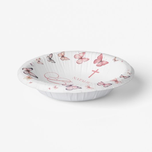Soft Pink Butterfly Baptisse Pappteller (Gewinkelt)