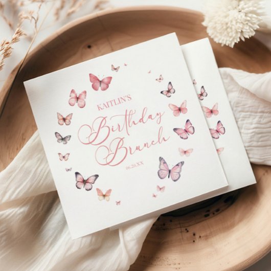 Soft Pink Butterfly Geburtstagsfeier Party Serviette