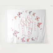 Soft Pink Butterfly Geburtstagsfeier Party Wandteppich (Vorderseite (Horizontal))