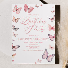 Soft Pink Butterfly Geburtstagsparty Einladung