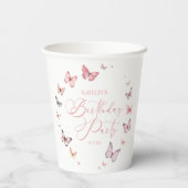 Soft Pink Butterfly Geburtstagsparty Pappbecher (Rückseite)