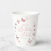 Soft Pink Butterfly Geburtstagsparty Pappbecher (Vorderseite)