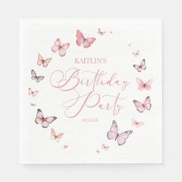 Soft Pink Butterfly Geburtstagsparty Serviette