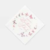 Soft Pink Butterfly Geburtstagsparty Serviette (Ecke)