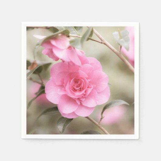 Soft Pink Camellia-Blume Serviette (Vorderseite)