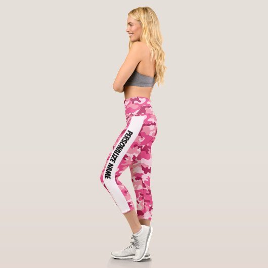 Soft Pink Camouflage PERSONALIZE Capri Leggings (Links)