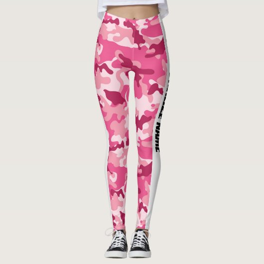 Soft Pink Camouflage PERSONALIZE Leggings (Vorderseite)