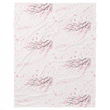 Soft Pink Cherry Blossom Floral Pattern Fleece 