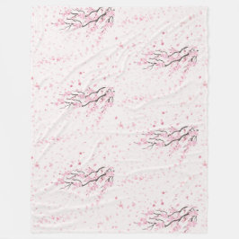 Soft Pink Cherry Blossom Floral Pattern Fleece 