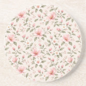 Soft Pink Cherry Blossom Floral Seamless Pattern Getränkeuntersetzer (Vorne)