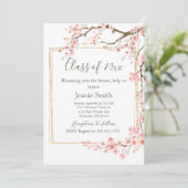 Soft Pink Cherry Blossom Graduation Einladung (Stehend Vorderseite)