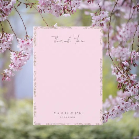 Soft Pink Chinoiserie Elegant Wedding Vielen Dank Dankeskarte
