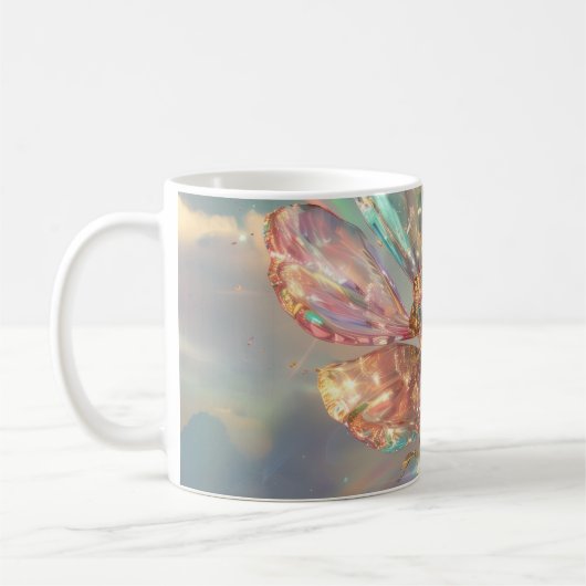 Soft Pink Crystal Blume Digitale Kunst Kaffeetasse (Links)