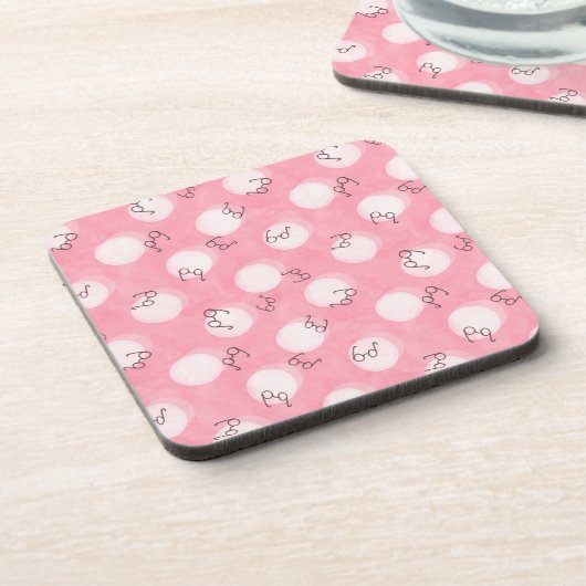 Soft Pink Cute Pattern – Minimal Aesthetic Polka Getränkeuntersetzer (Linke Seite)
