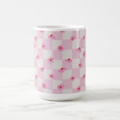 Soft Pink Daisy Checkerboard Floral Pattern Kaffeetasse (Mittel)