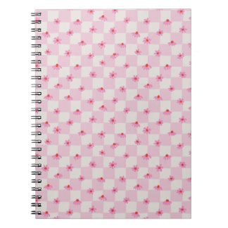 Soft Pink Daisy Checkerboard Floral Pattern Notizblock