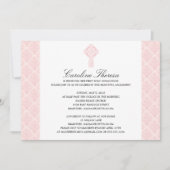 Soft Pink Damask Celtic Cross Erste Kommune Einladung (Vorderseite)