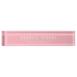Soft Pink Desk Nameplate with Name and Job Title Namensplakette