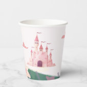 Soft Pink Dreamy Princess Burg Papiertasse Pappbecher (Vorderseite)